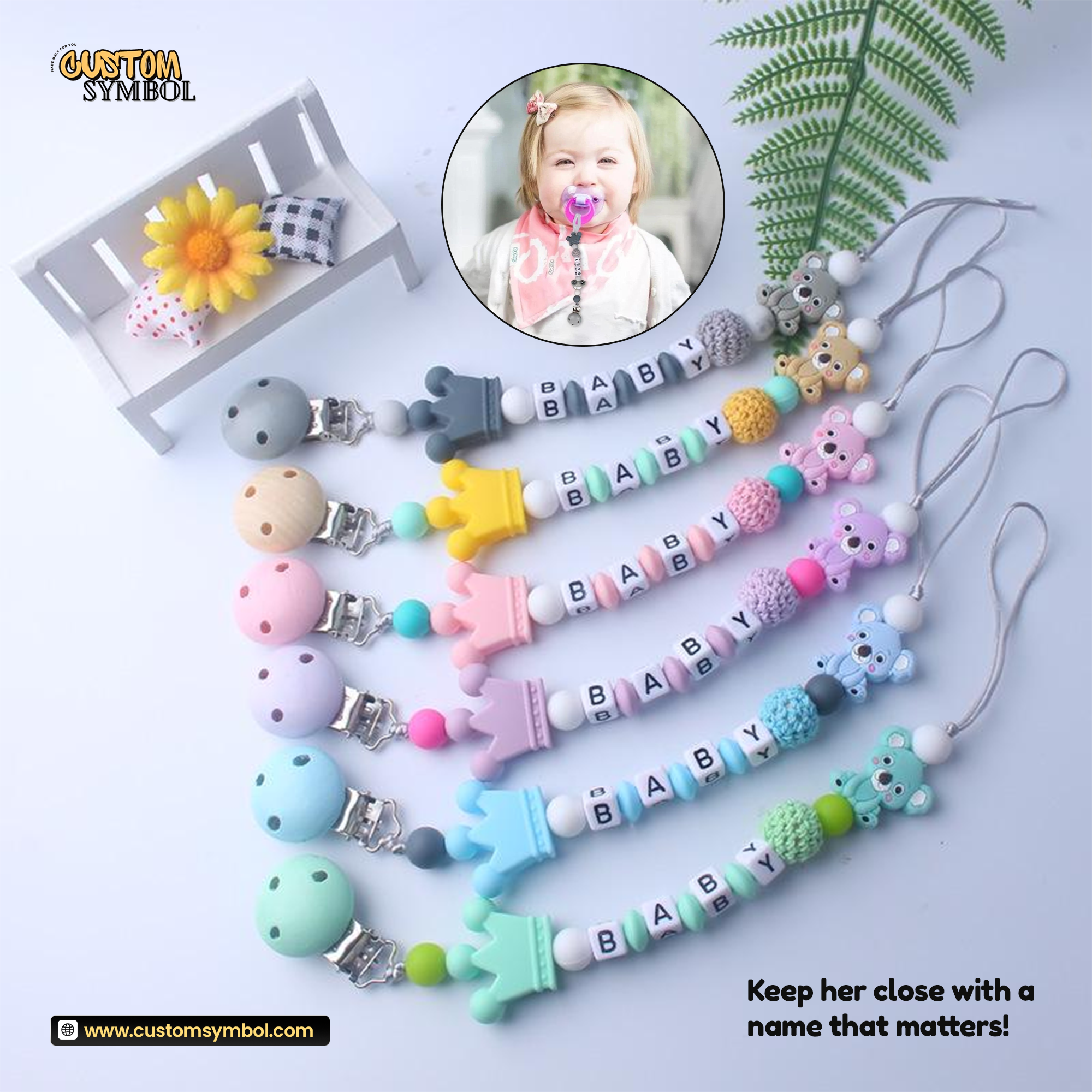 CS™ Custom Personalized Name Pacifier Clip