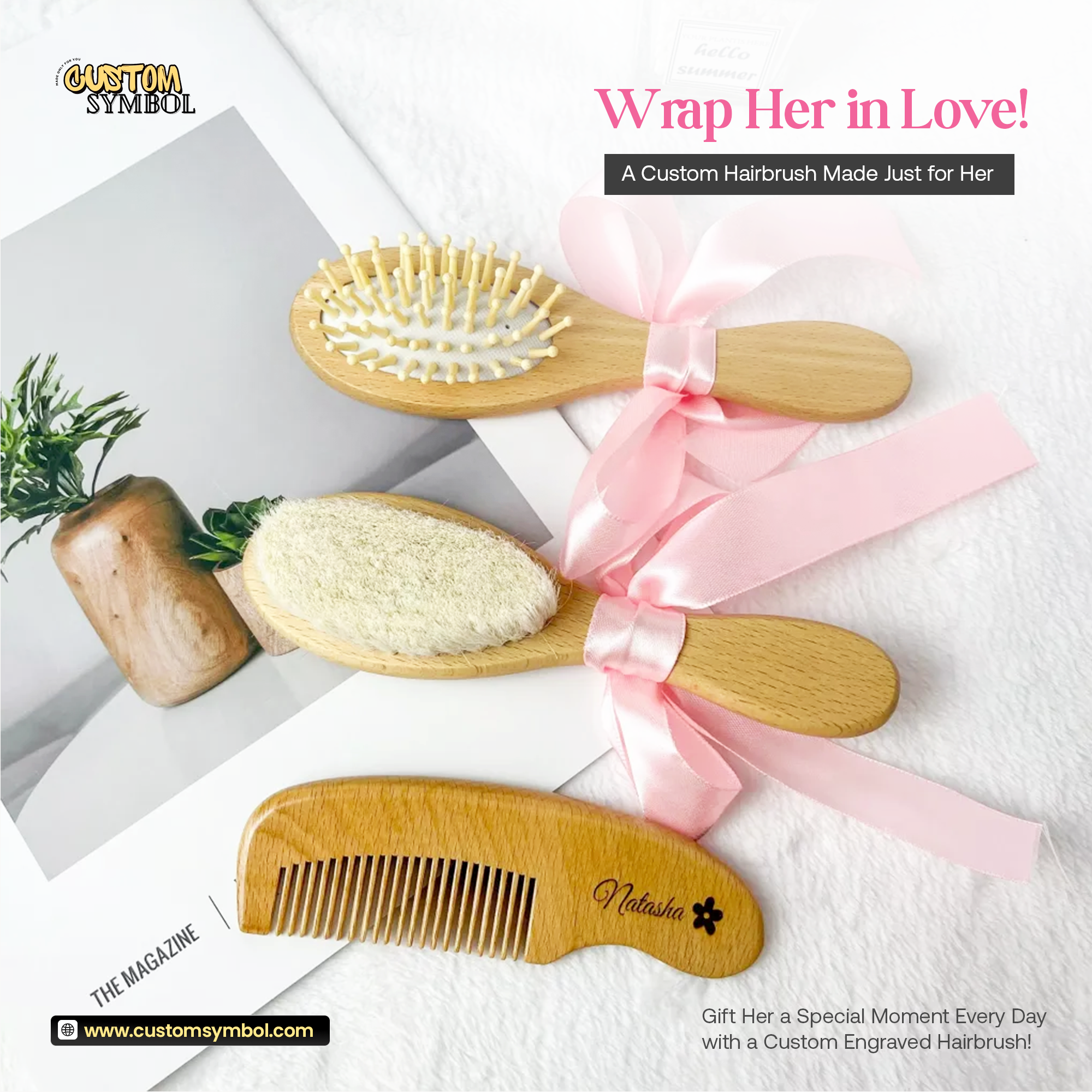 CS™ Baby Engraved wooden hairbrush