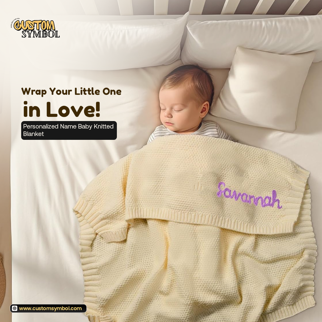 CS™ Personalized Name Baby Knitted Blanket