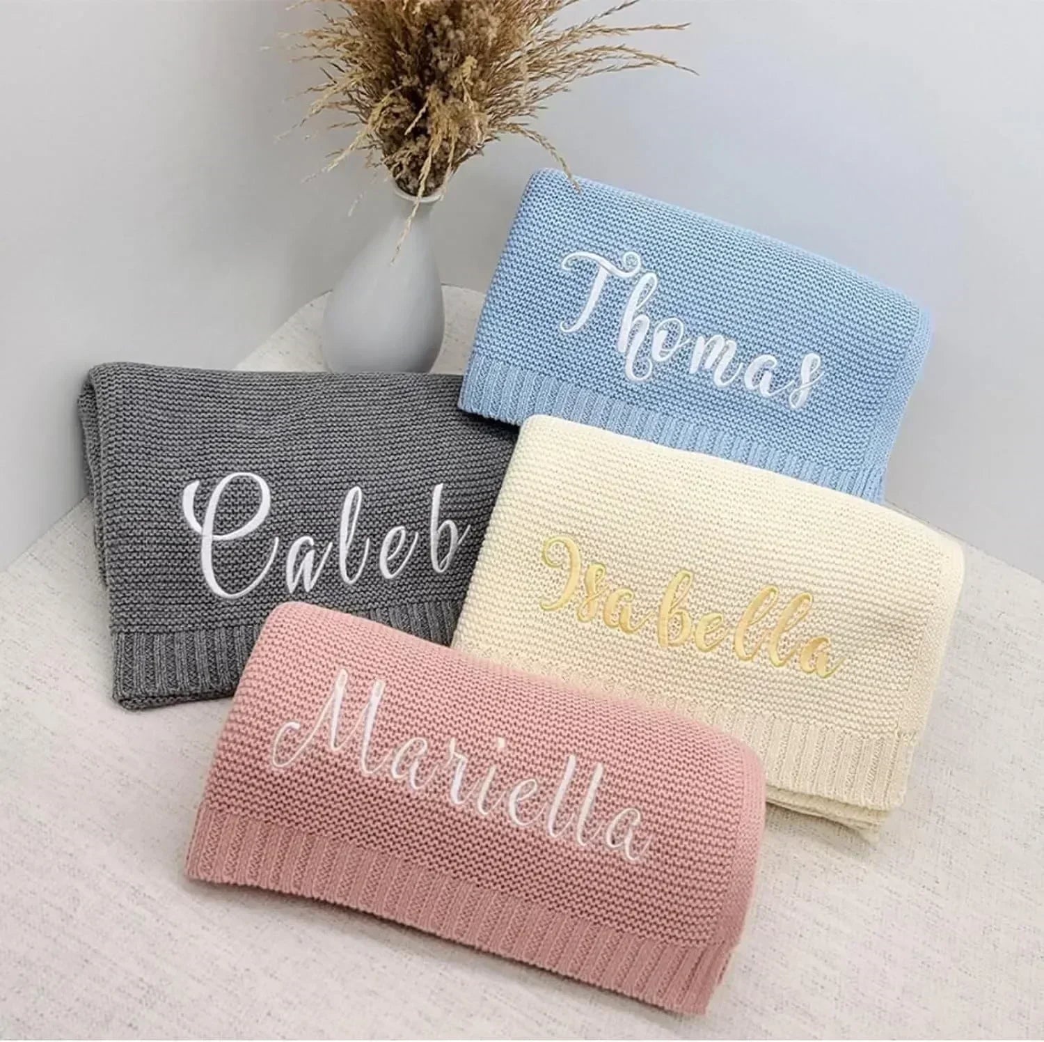 CS™ Personalized Name Baby Knitted Blanket