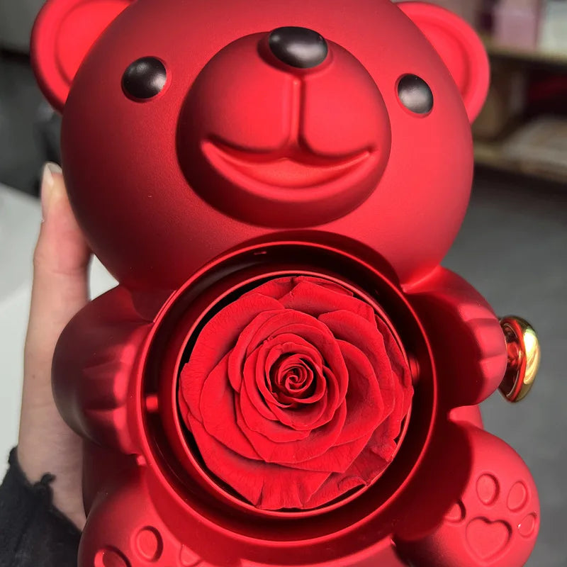 CS™ Eternal Rotating Rose Necklace Teddy Bear