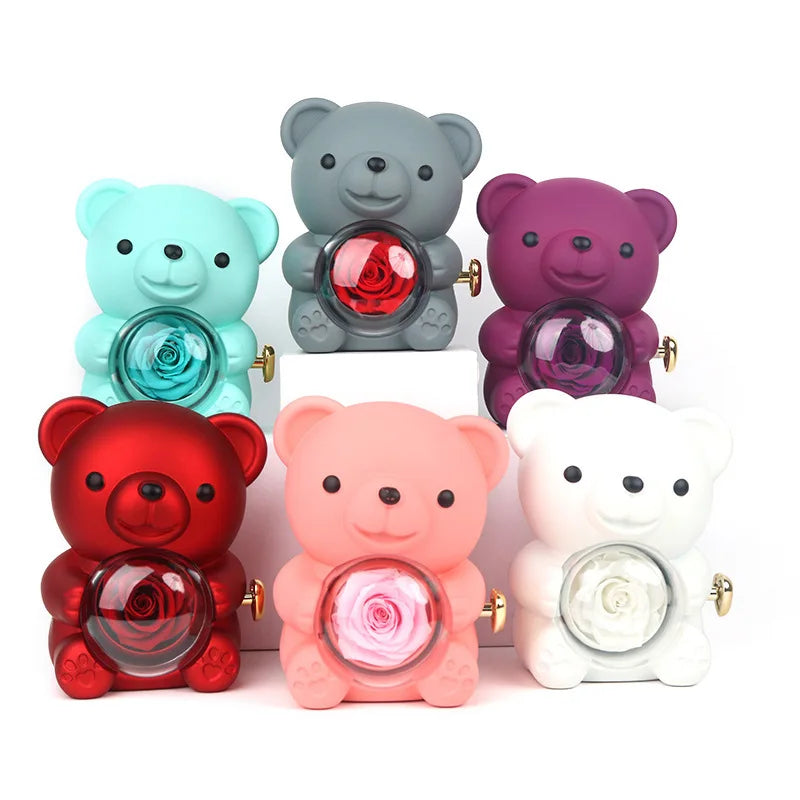 CS™ Eternal Rotating Rose Necklace Teddy Bear