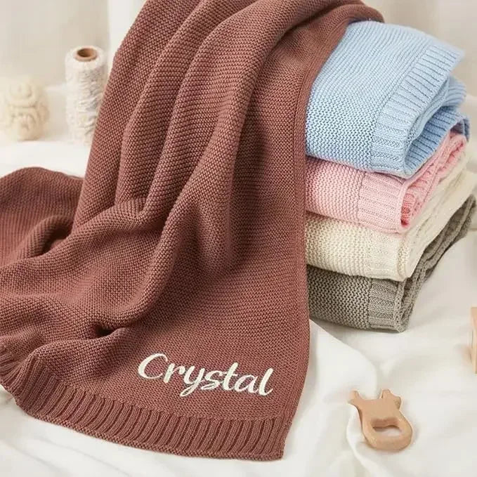 CS™ Personalized Name Baby Knitted Blanket