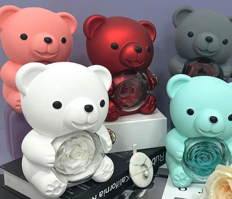 CS™ Eternal Rotating Rose Necklace Teddy Bear