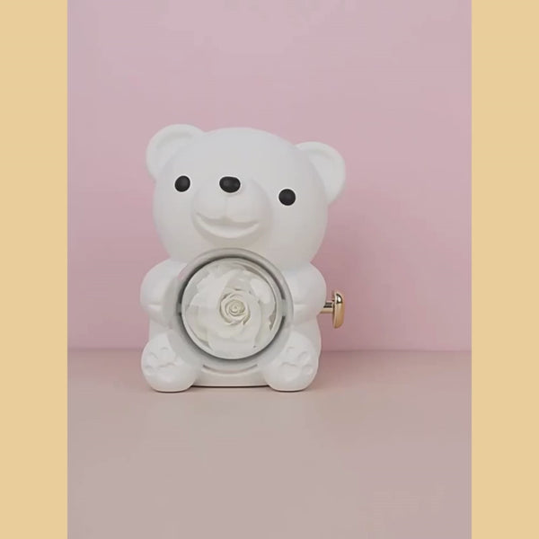 CS™ Eternal Rotating Rose Necklace Teddy Bear